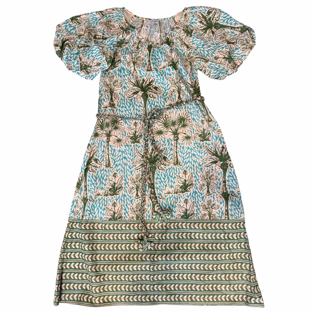 OLIVIA JAMES Green Penny Island Palm Patterned Midi Dress size XS - Picture 8 of 11